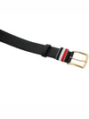 Men's Three Stripes Tab Pebbled Leather Belt Black - THOM BROWNE - BALAAN 4