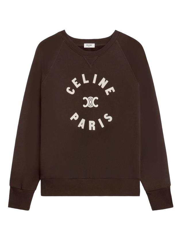 Women s Triomphe Cotton Fleece Sweatshirt Kakao - CELINE - BALAAN 1