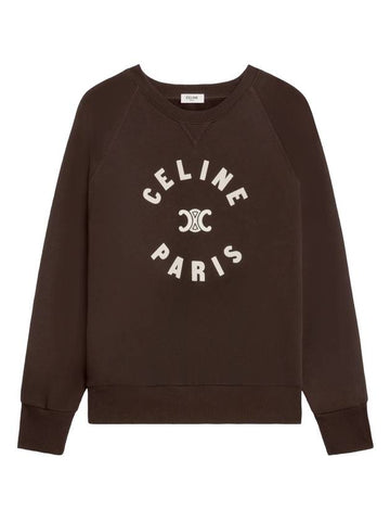 Triomphe Cotton Fleece Sweatshirt Kakao - CELINE - BALAAN 1