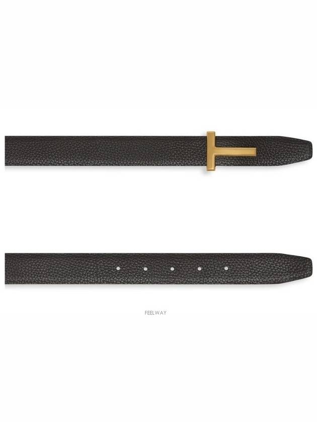 T Logo Reversible Leather Belt Black Brown - TOM FORD - BALAAN 3