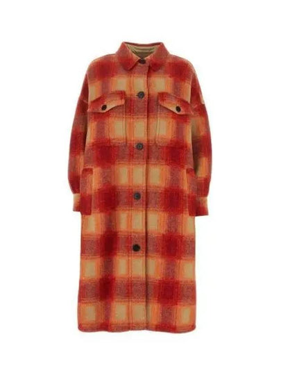 Women's Pontage Check Wool Single Coat Orange - ISABEL MARANT ETOILE - BALAAN 2