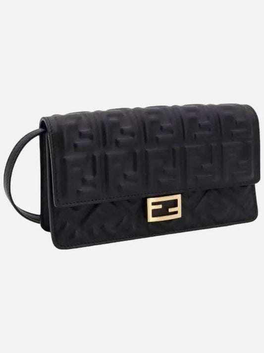 FF Baguette Nappa Leather Long Wallet Black - FENDI - BALAAN 2