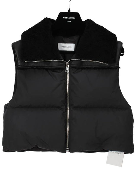 Lamb shearling collar down vest AG60142DOLU C99 NOIR YVC028bk - YVES SALOMON - BALAAN 1