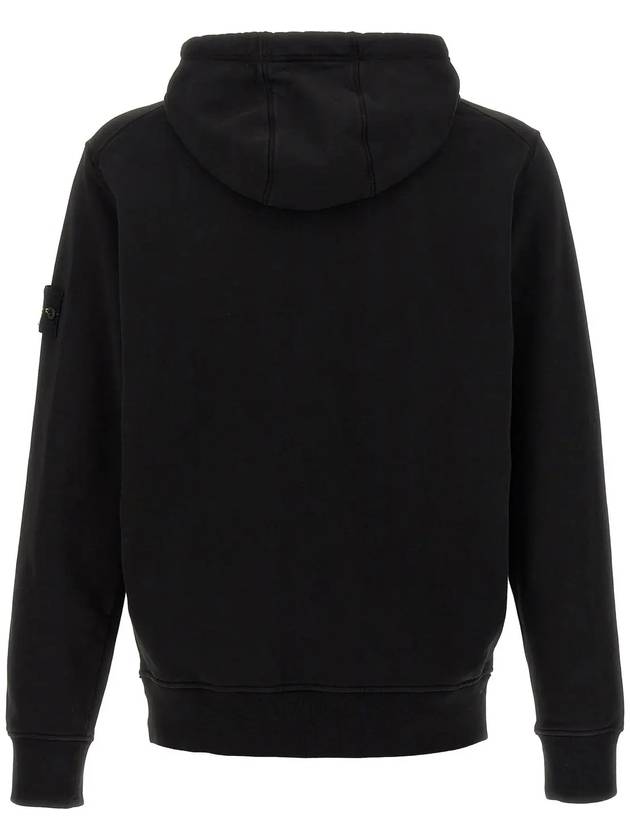 Cotton Fleece Garment Dyed Hoodie Black - STONE ISLAND - BALAAN 3