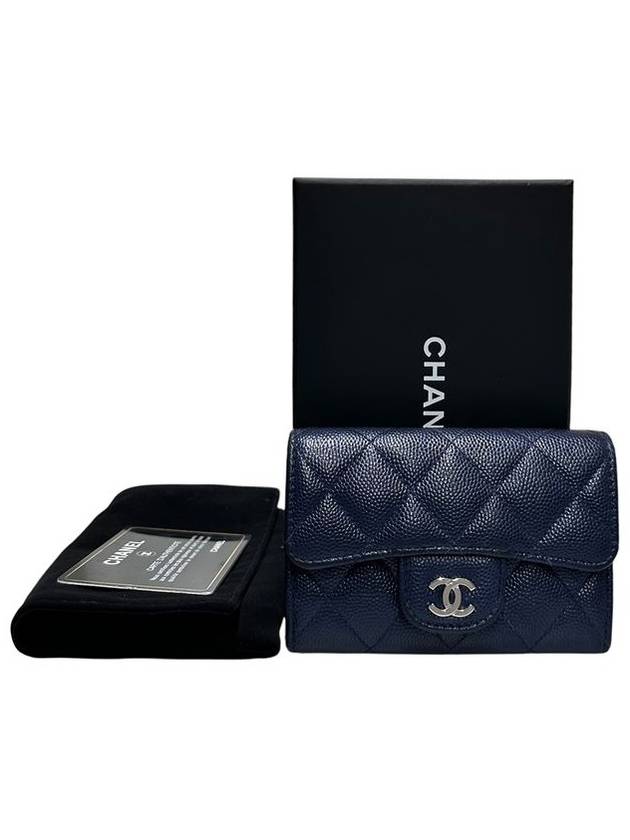 A80799 Navy caviar skin silver snap card holder business wallet - CHANEL - BALAAN 8