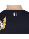 Cotton Merino Birds & Bees Intrasia 4 Bar Crew Neck Pullover Knit Top Navy - THOM BROWNE - BALAAN 9