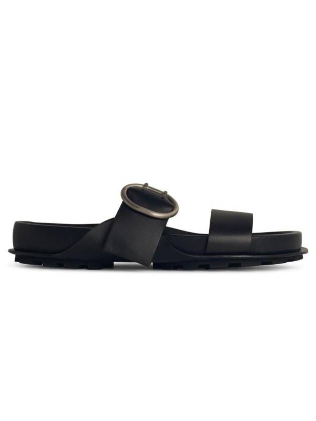 Jil Sander Black Leather Slippers - JIL SANDER - BALAAN 1