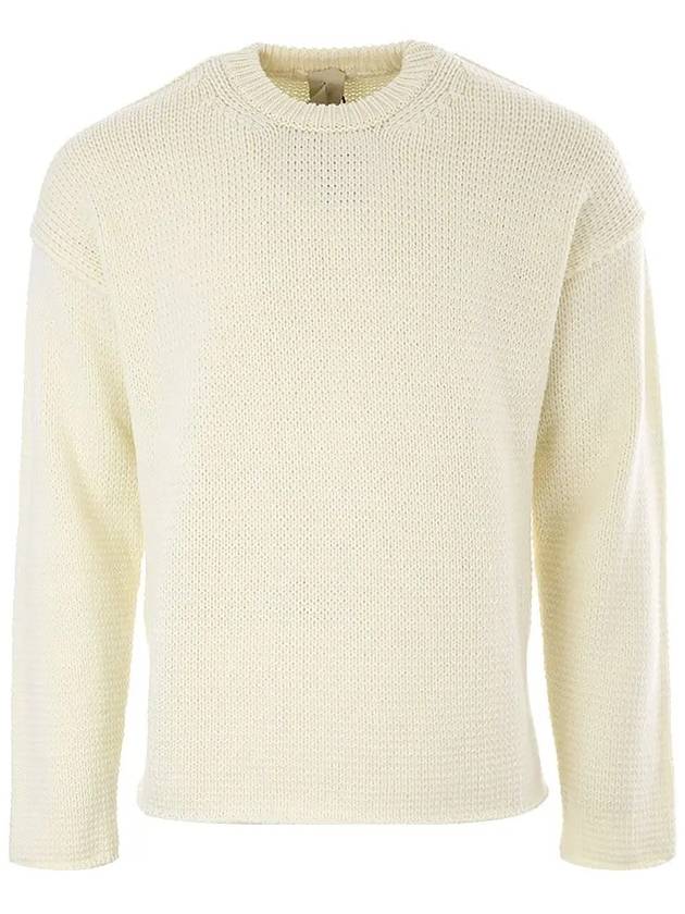 Crew Neck Wool Knit Top Ivory - TEN C - BALAAN 3