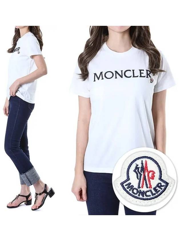 Embroidered Logo Cotton Short Sleeve T-Shirt White - MONCLER - BALAAN 3