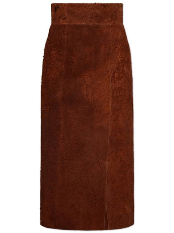 Alexander McQueen Leather Skirt, Women's, Brown - ALEXANDER MCQUEEN - BALAAN 1