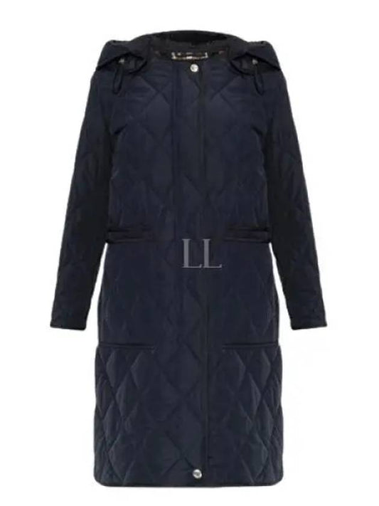 Women's Detachable Hooded Diamond Quilted Long Padding Coral Navy - BURBERRY - BALAAN 2