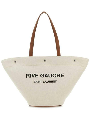 Canvas Rive Gauche Tote Bag Beige - SAINT LAURENT - BALAAN.