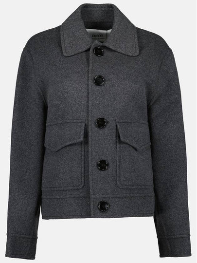 Flap Pocket Wool Cashmere Jacket Grey - AMI - BALAAN 2