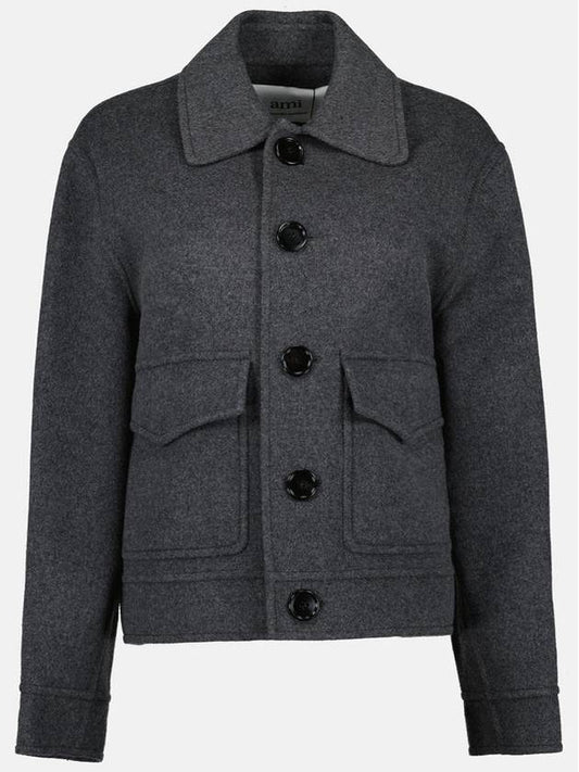 Flap Pocket Wool Cashmere Jacket Grey - AMI - BALAAN 2