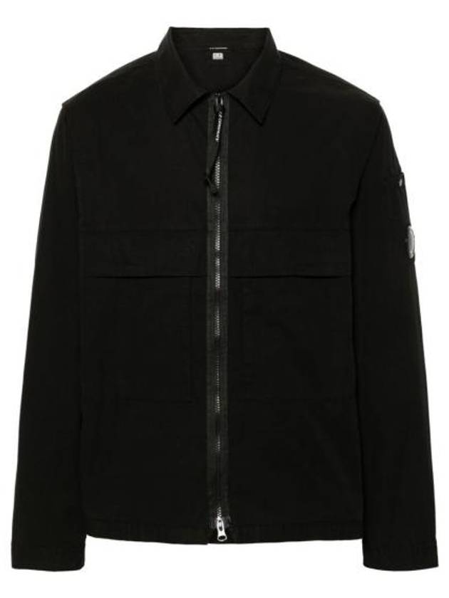 Organic Gabardine Over Long Sleeve Shirt Black - CP COMPANY - BALAAN 2