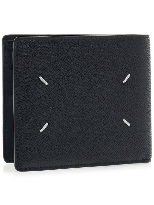 Stitched Bifold Leather Half Wallet Black - MAISON MARGIELA - BALAAN 2