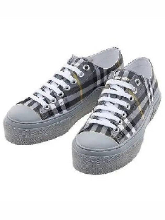 Vintage Check Cotton Low Top Sneakers Gray - BURBERRY - BALAAN 2