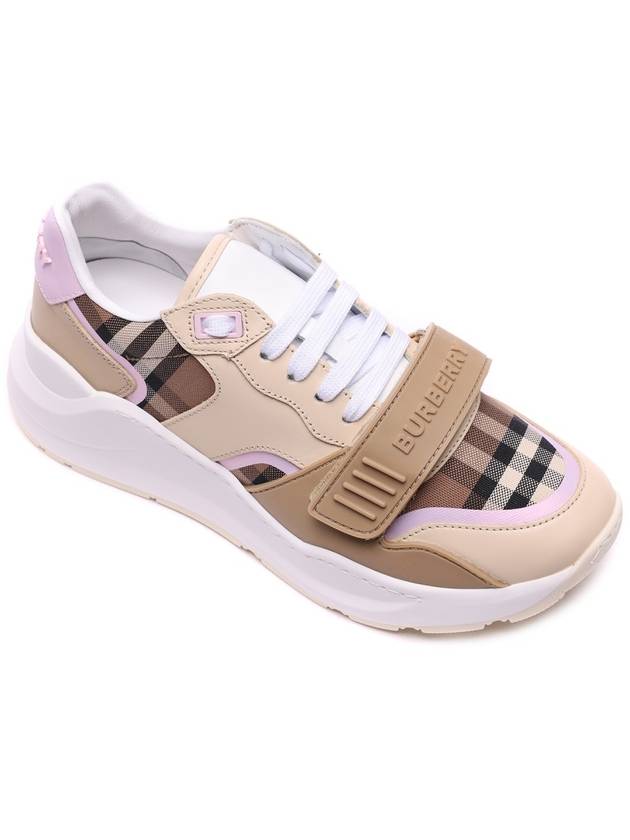 Women's Velcro Check Low-Top Sneakers Beige - BURBERRY - BALAAN 4