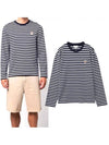 Fox Head Patch Regular Marin Long Sleeve T Shirt Navy Stripes - MAISON KITSUNE - BALAAN 3