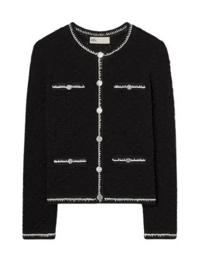 Kendra Logo Lace Cardigan Black - TORY BURCH - BALAAN 2