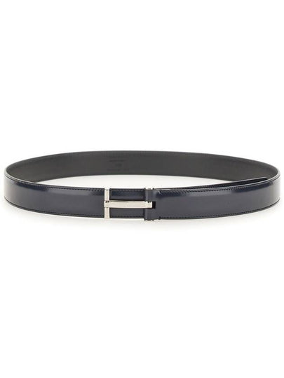 T Buckle Leather Belt Dark Navy - TOM FORD - BALAAN 2