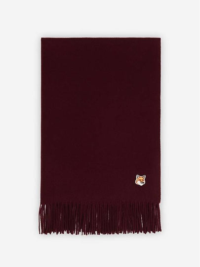 Small Fox Head Patch Wool Muffler Wine - MAISON KITSUNE - BALAAN 2