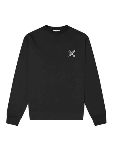 Cross Small Logo Sweatshirt Black - KENZO - BALAAN 1