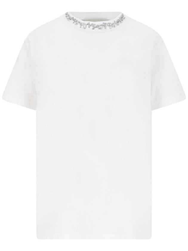 Crystal Neck Point Short Sleeve T-Shirt White - GOLDEN GOOSE - BALAAN 2