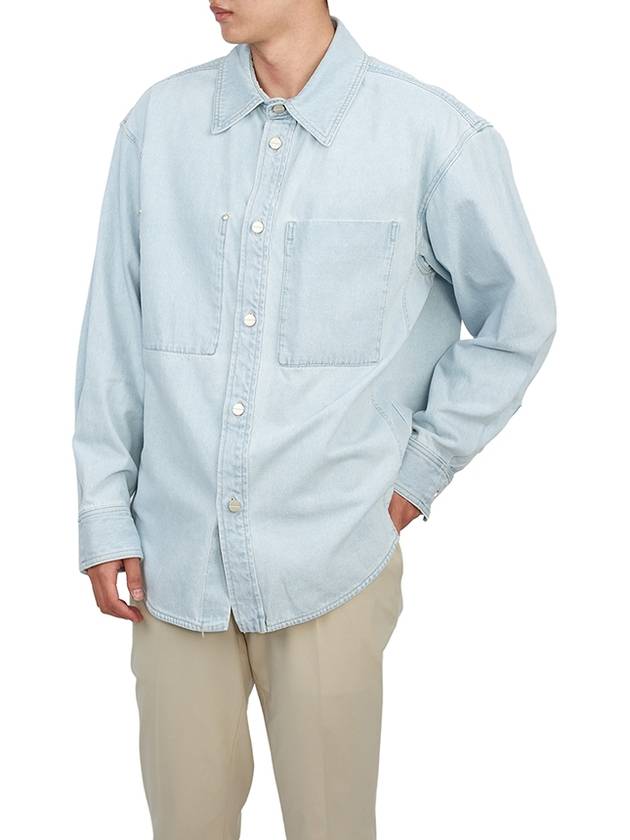 Back Logo Denim Cotton Long Sleeve Shirt Blue - WOOYOUNGMI - BALAAN 7