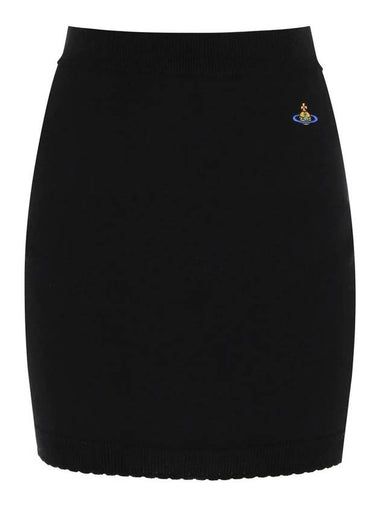 Women's ORB Logo Knit Bea Mini H Line Skirt Black - VIVIENNE WESTWOOD - BALAAN 1