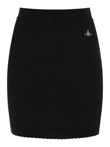 Women's ORB Logo Knit Bea Mini H Line Skirt Black - VIVIENNE WESTWOOD - BALAAN 1