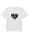 Heart Print Short Sleeve T-Shirt White - SAINT LAURENT - BALAAN 2