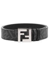 FF Buckle Pattern Reversible Leather Belt Black - FENDI - BALAAN 2