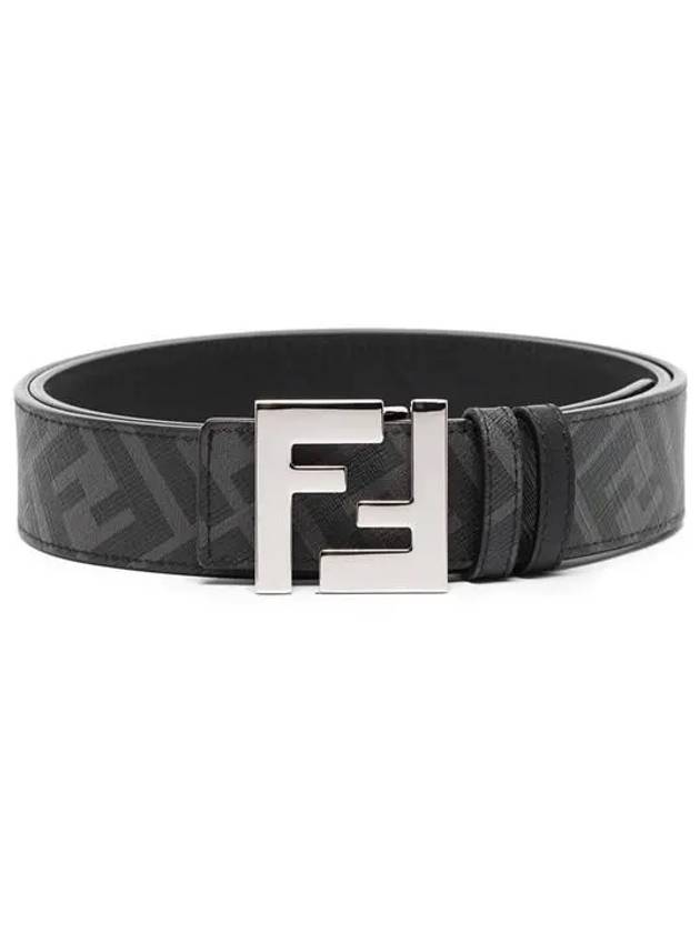 FF Buckle Pattern Reversible Leather Belt Black - FENDI - BALAAN 2