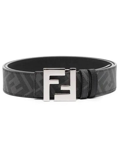 FF Buckle Pattern Reversible Leather Belt Black - FENDI - BALAAN 2