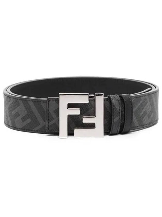 FF Buckle Pattern Reversible Leather Belt Black - FENDI - BALAAN 2