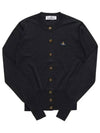 Bea Embroidered Logo Cardigan Black - VIVIENNE WESTWOOD - BALAAN 3