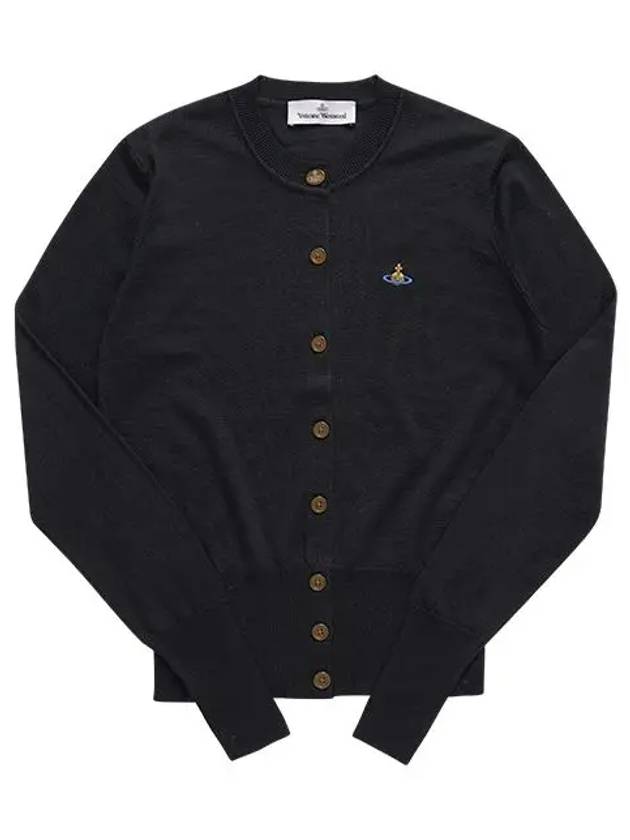 Bea Embroidered Logo Cardigan Black - VIVIENNE WESTWOOD - BALAAN 4