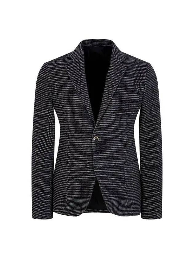 Men s Textured Check Easy Single Jacket Black - GIORGIO ARMANI - BALAAN 1