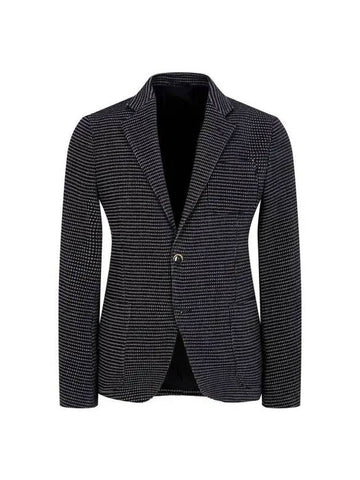 Men s Textured Check Easy Single Jacket Black - GIORGIO ARMANI - BALAAN 1