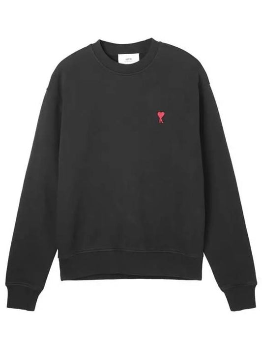 Small Heart Logo Sweatshirt Black - AMI - BALAAN 2