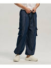 Banded cargo linen-like denim pantsnavy - MOO - BALAAN 1