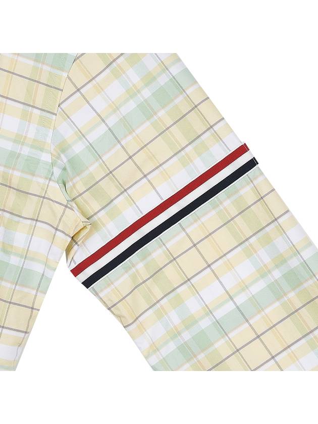 Men's Plaid Three Stripes Armband Oxford Long Sleeve Shirt Yellow - THOM BROWNE - BALAAN 6