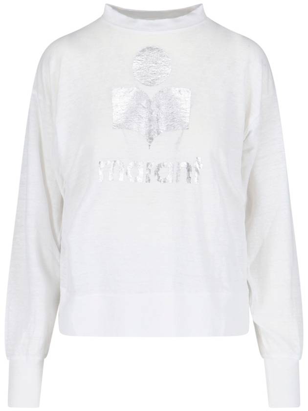 Klowia Logo Print Linen Sweatshirt White - ISABEL MARANT - BALAAN 2