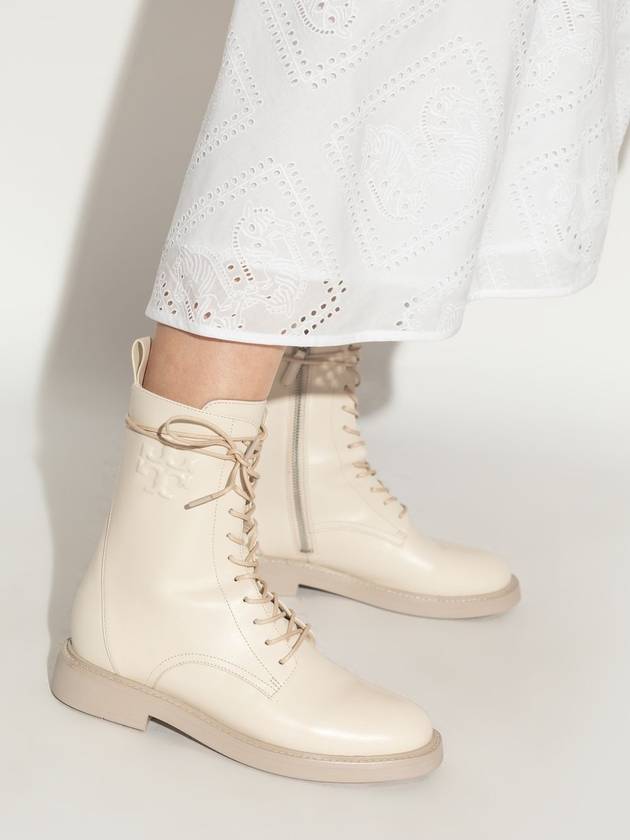 Tory Burch Leather Boots With Logo, Women's, Cream - TORY BURCH - BALAAN 2