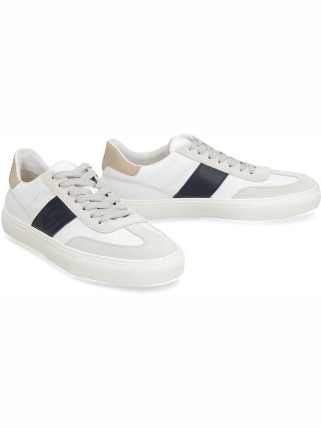 Leather Suede Low Top Sneakers White Navy - TOD'S - BALAAN 4