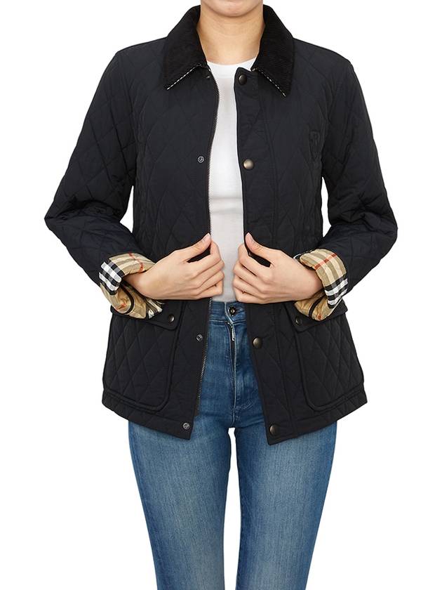 Corduroy Collar Quilted Jacket Black - BURBERRY - BALAAN 7