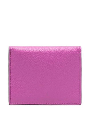 Embroidered Logo Leather Half Wallet Pink - MARNI - BALAAN 1