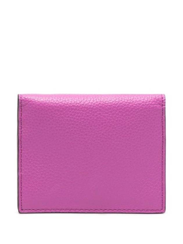 Embroidered Logo Leather Half Wallet Pink - MARNI - BALAAN 1