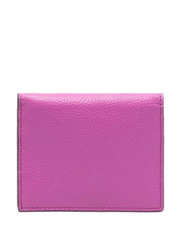 Embroidered Logo Leather Half Wallet Pink - MARNI - BALAAN 1